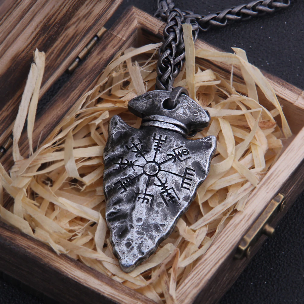 Viking Gungnir With Helm Of Awe Stainless Steel Pendant & Necklace
