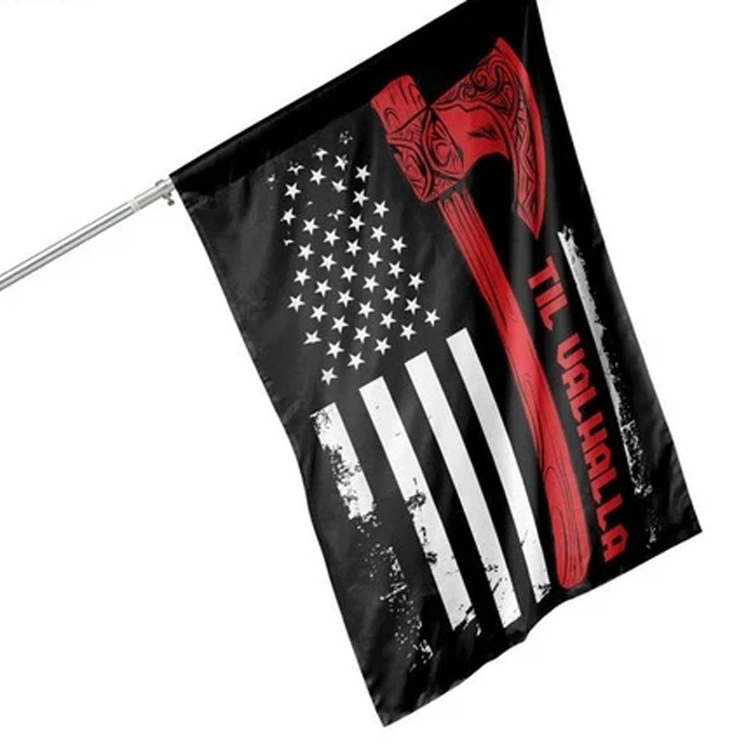 American Viking Axe Flag House Flag, American Viking Axe Flag Garden Flag