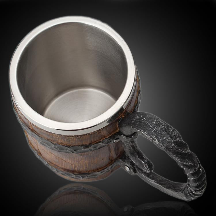 Viking Wooden Style Drinking Mug
