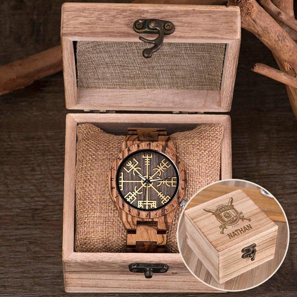 Viking Vegvisir Runic Compass Watch, Personalized Gift For Men