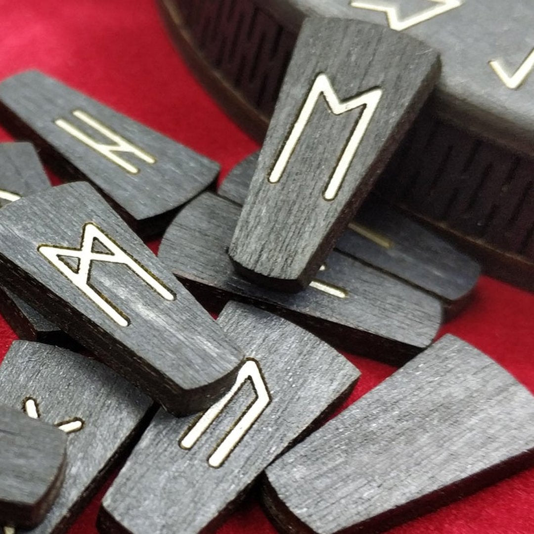 Black Wooden Viking Runes