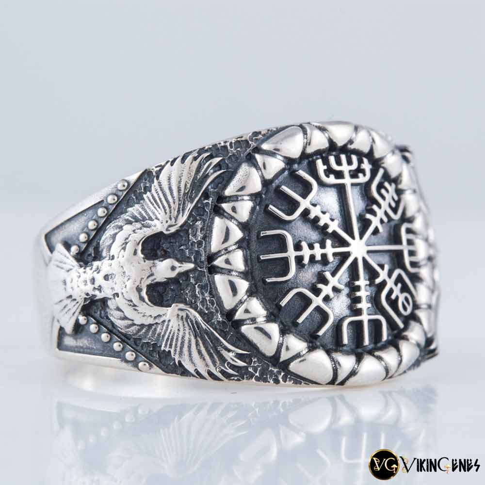 Vegvisir Symbol & Odin's Ravens Ring