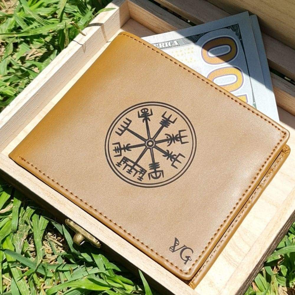 Handmade Vegvisir Brown Leather Wallet