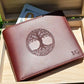 Handmade Tree Of Life Red Wine Leather Wallet