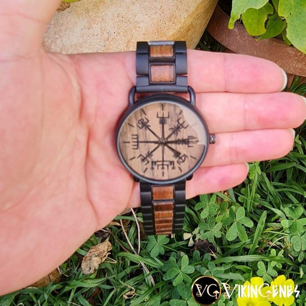 Viking Vegvisir Handmade Wooden Watch