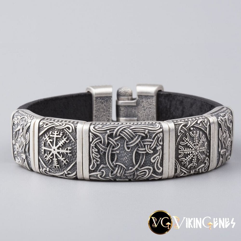 Viking Hugin and Munin Leather bracelet
