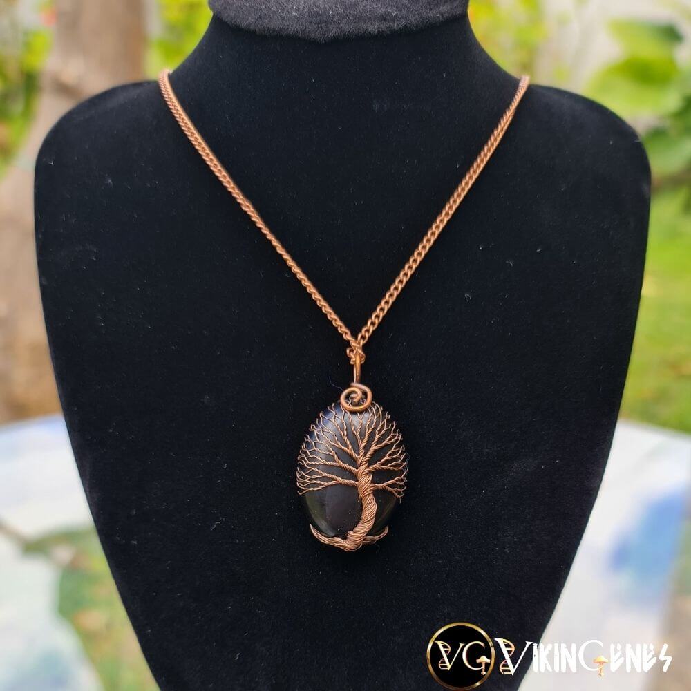 Black Onyx With Tree Of Life Necklace