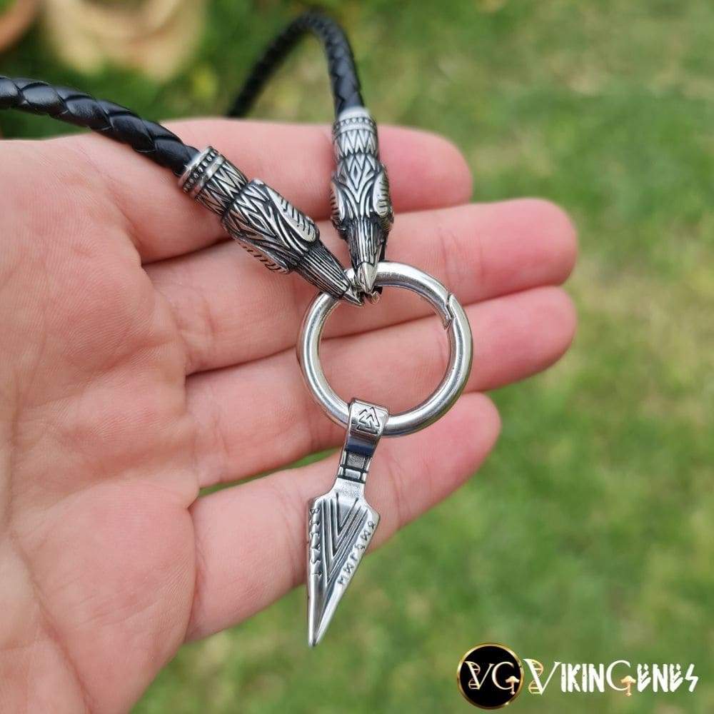 Raven Heads & Odin's Spear Necklace