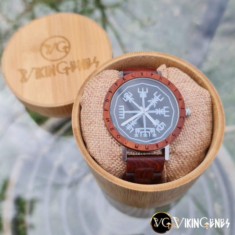 Vegvisir Handmade Engraved Wooden Watch