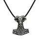 Gold Trimmed King Chain With Wolf Heads & Goat & Mjolnir Pendant
