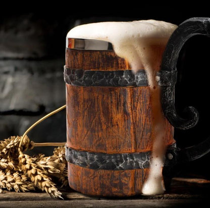 Viking Wooden Style Drinking Mug