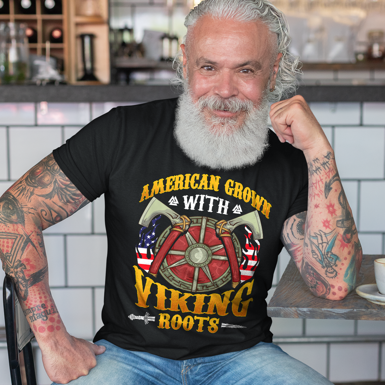 American Grown with Viking Roots Vikings Tshirt