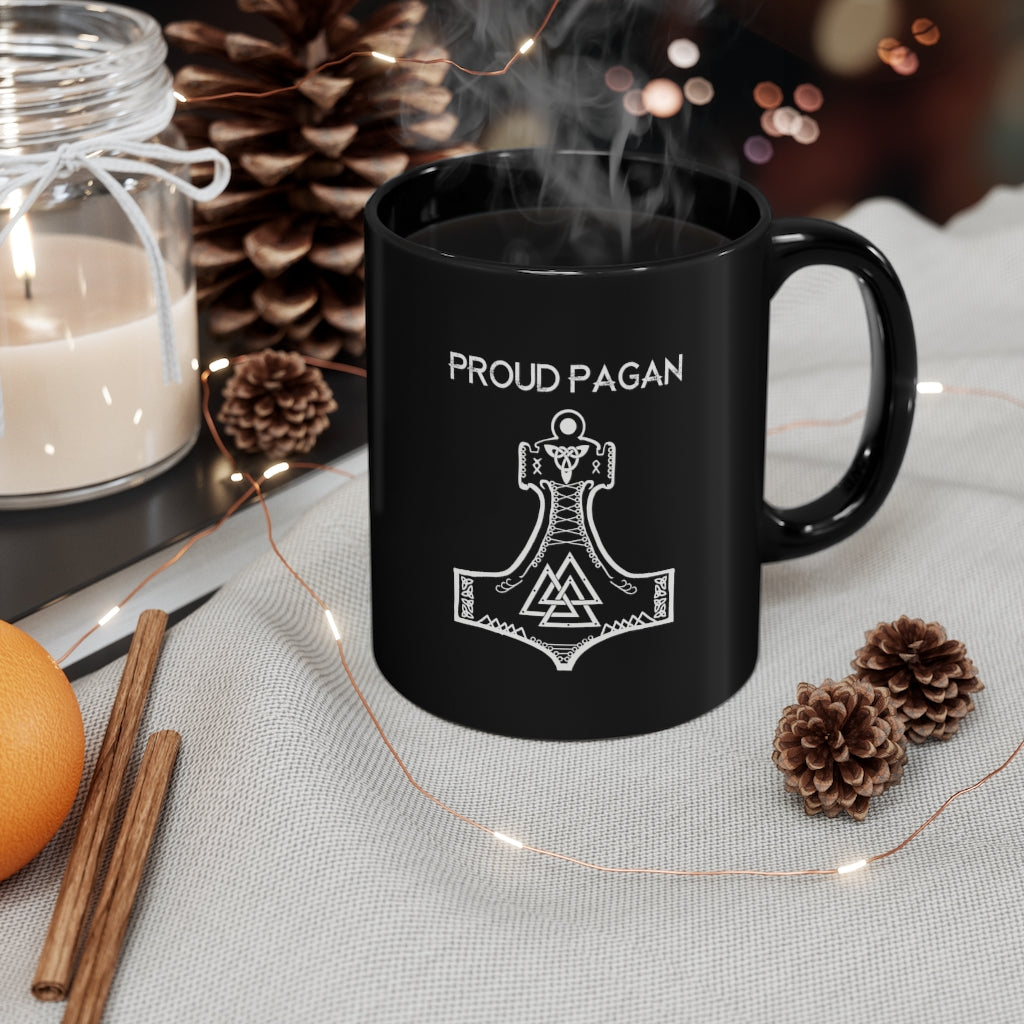 Proud Pagan Black Mug 11oz, Viking Mug