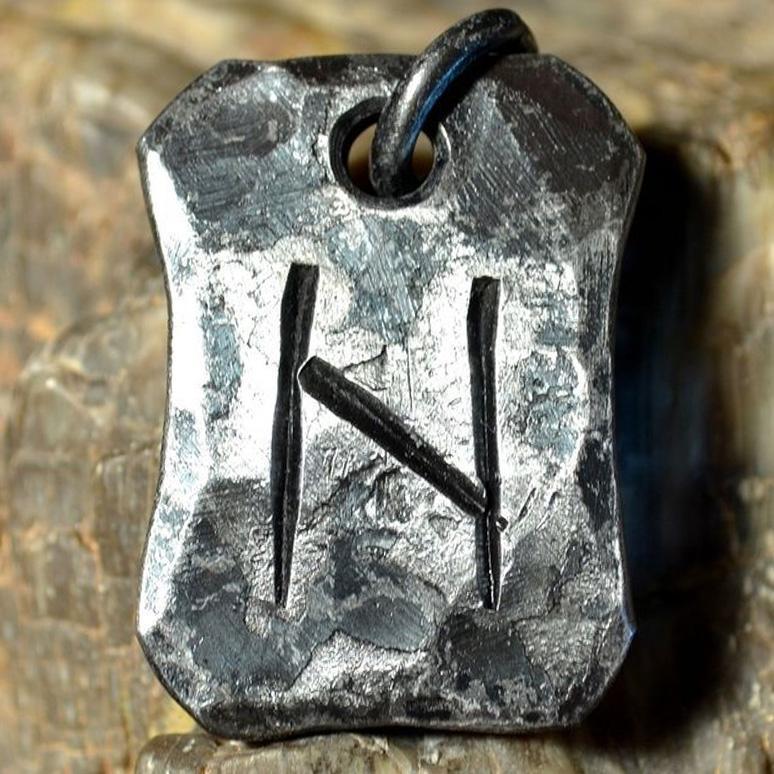 Hand Forged Steel Rune Pendants, Viking Necklace