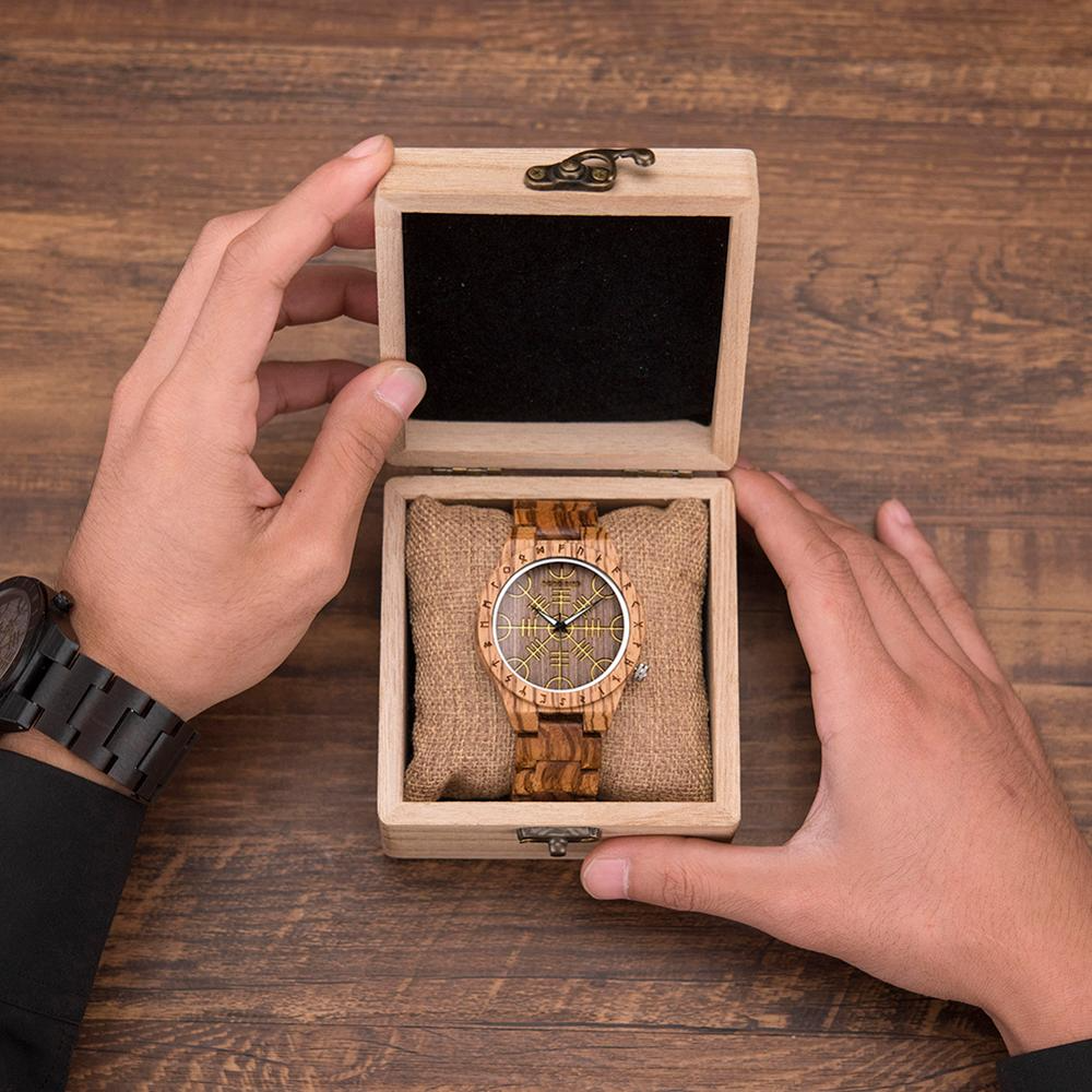Personalized Engraving Viking Wood Watch For Your Man, I Love You Always