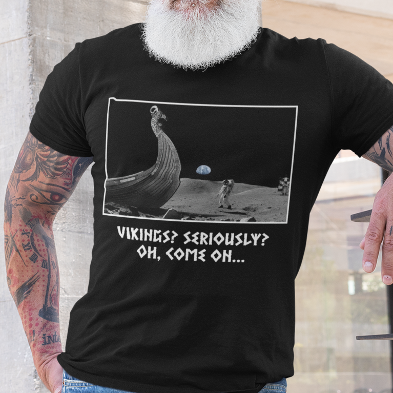 Vikings Ship on the Moon Valhalla Viking T Shirt