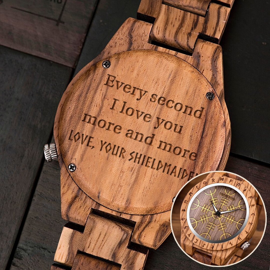 Personalized Engraving Viking Wood Watch, Viking Style