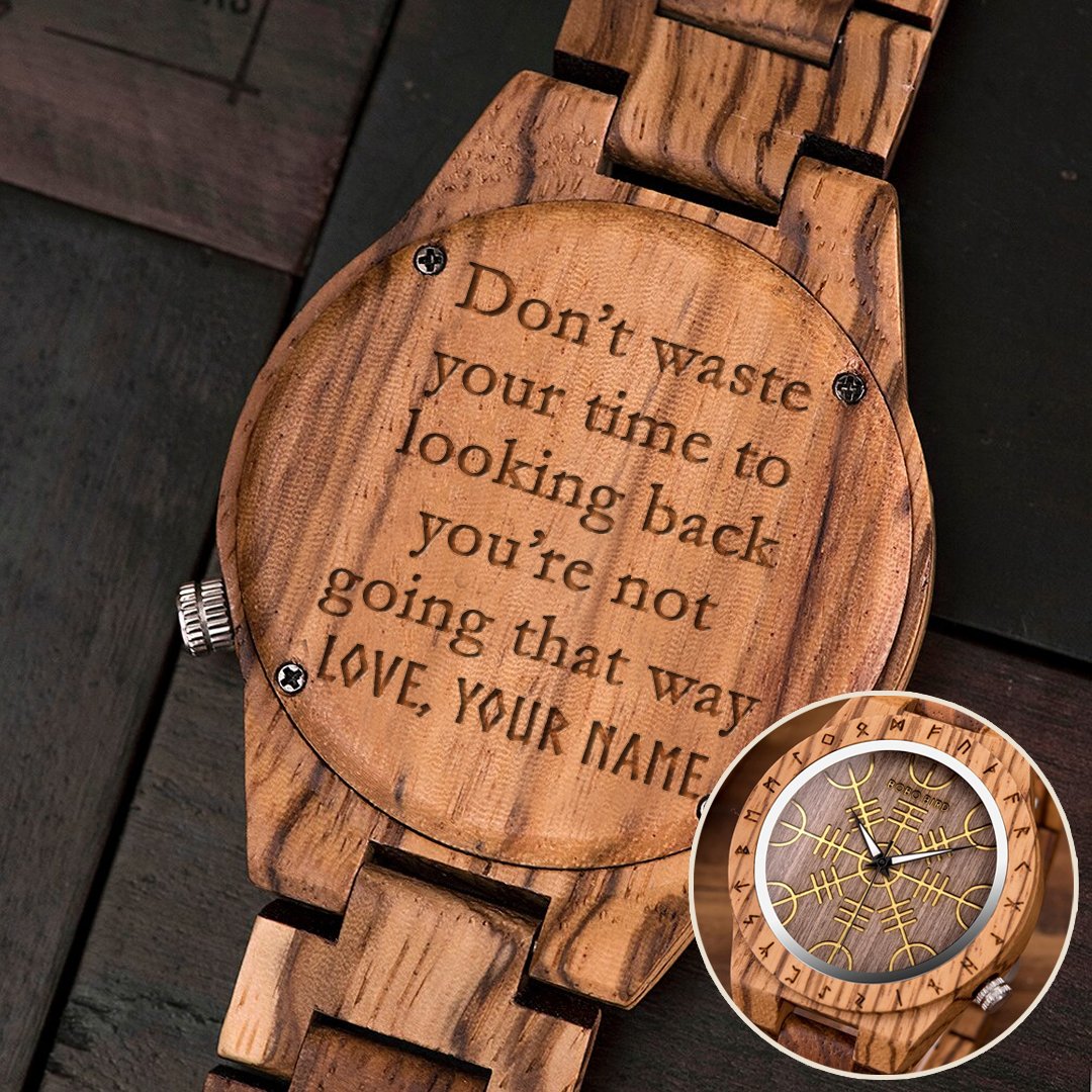 Personalized Engraving Viking Wood Watch, Viking Style
